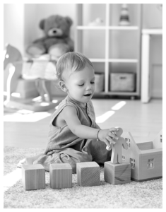 child playing with blocks